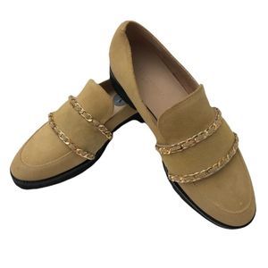 Karl Lagerfeld Irene Leather Loafers Chain Detailing Shoes
